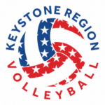 keystone region volleyball logo with red and blue volleyball